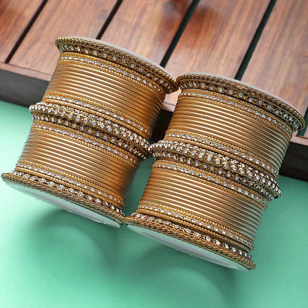 Set of 2 Bridal Matte Textured Bangle Set - Image 4