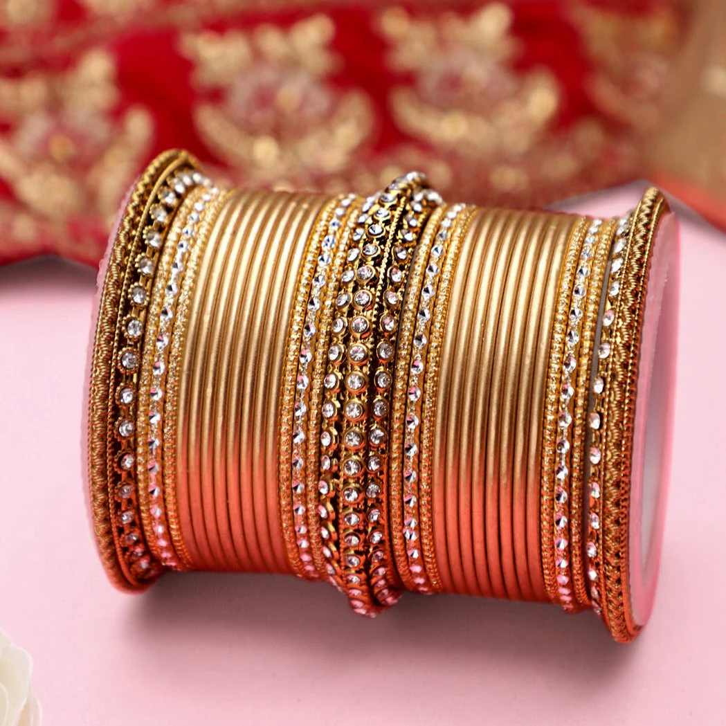 Set of 2 Bridal Matte Textured Bangle Set - Image 5