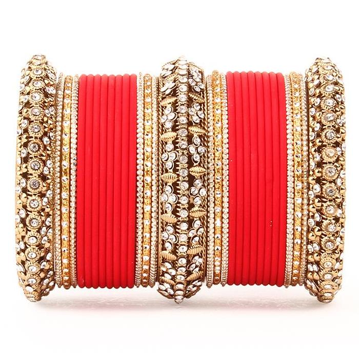 Set of 2 Bridal Matte Textured Bangle Set (Plus Size) - Image 10