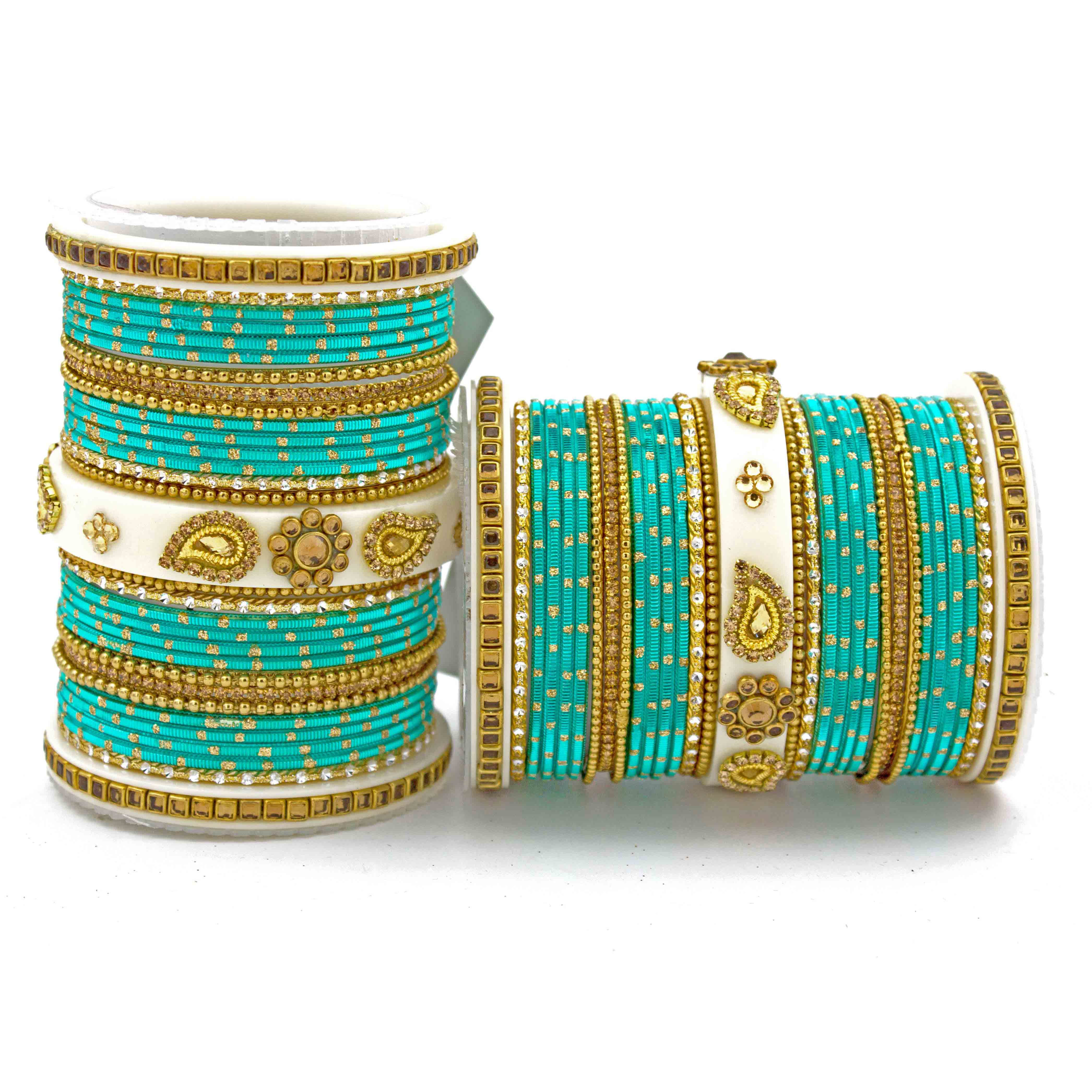 Traditonal Bridal Bangle set with golden dotted design - Image 7