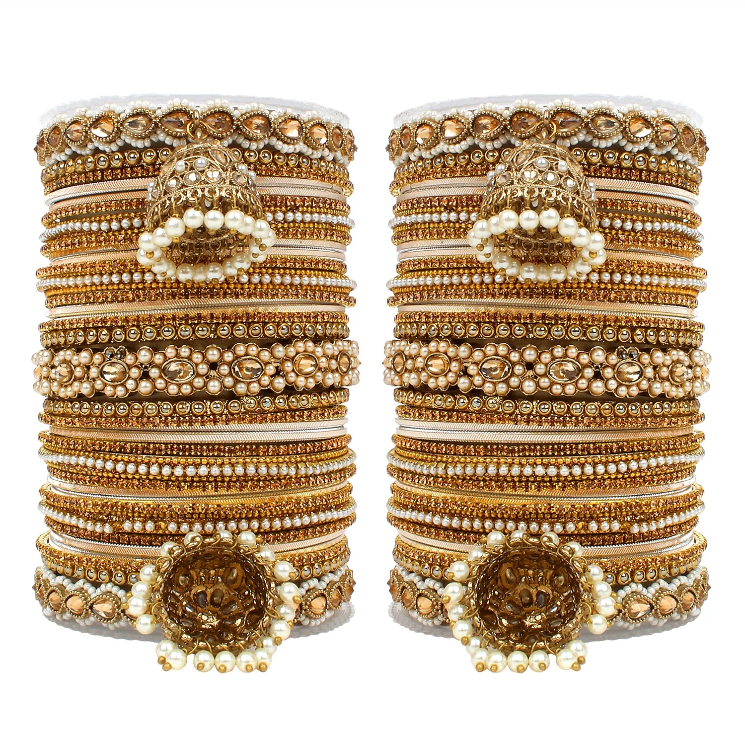 Set of 2 Rich Texture bangle set with Jhumki Borders by Leshya Plus size - Image 2