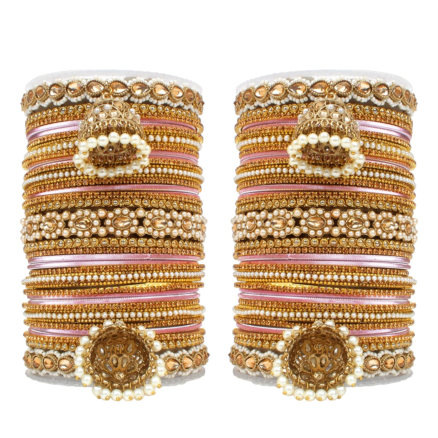 Set of 2 Rich Texture bangle set with Jhumki Borders by Leshya Plus size - Image 6