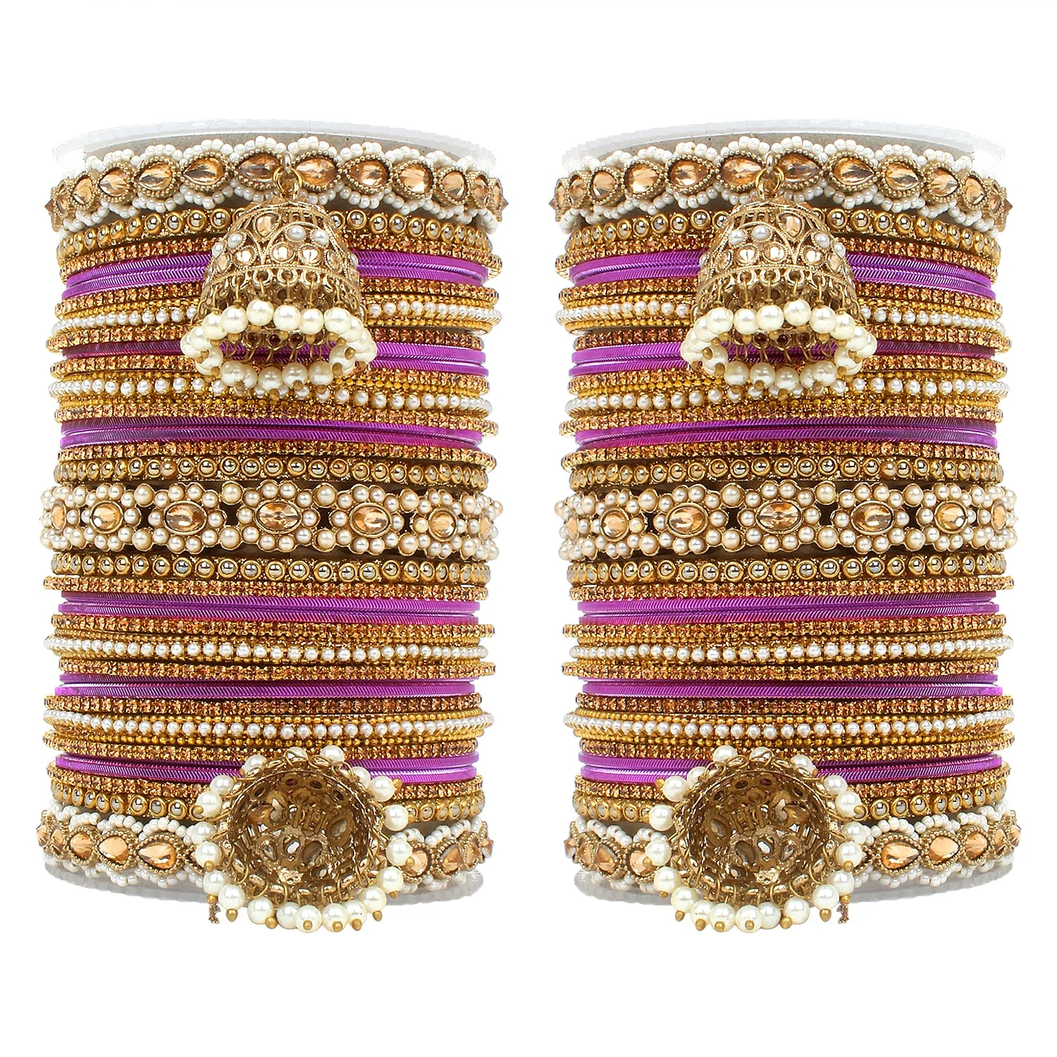 Set of 2 Rich Texture bangle set with Jhumki Borders by Leshya Plus size - Image 8