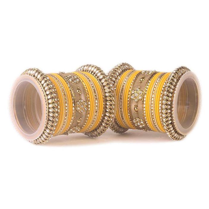 Set of 2 Traditional Matte Finish Kundan Bangle Set