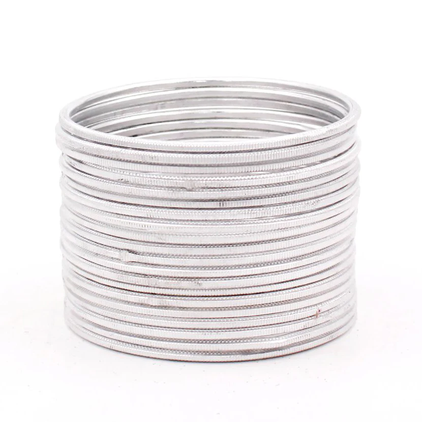 Set of 24 Dual Texture Metal Bangles by Leshya - Image 22