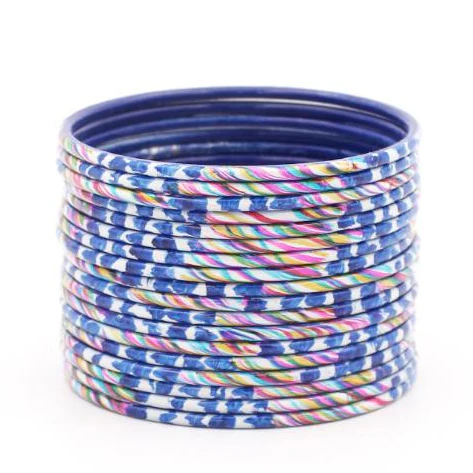 Set of 24 Hand Painted Waterproof Metal Bangles by Leshya (Plus Size) - Image 3