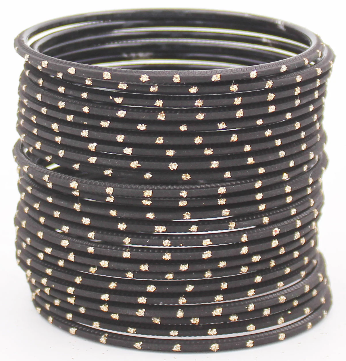 Set of 24 Plain Matte Textured Metal Bangles By Leshya Plus Size