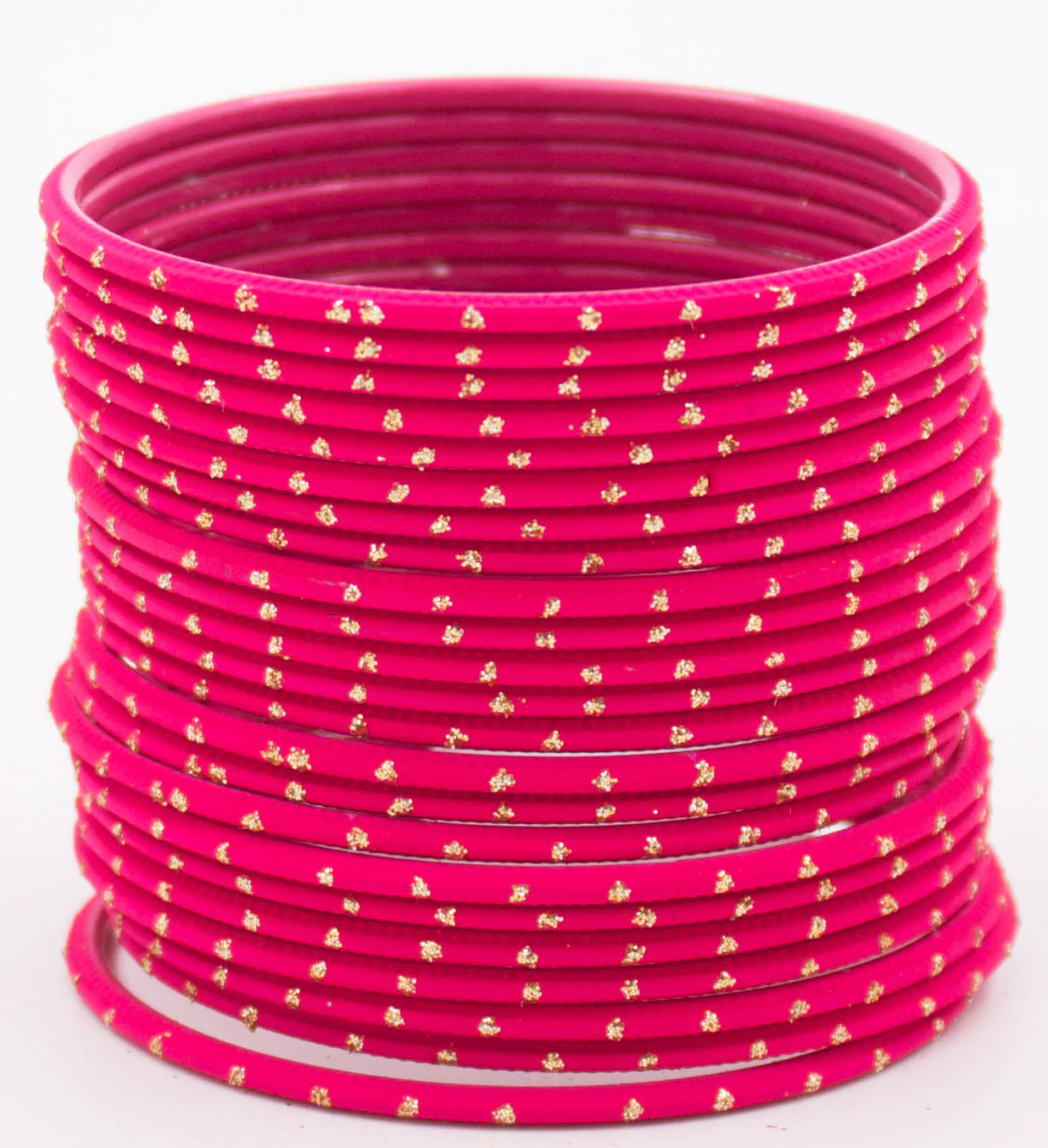 Set of 24 Plain Matte Textured Metal Bangles By Leshya Plus Size - Image 7