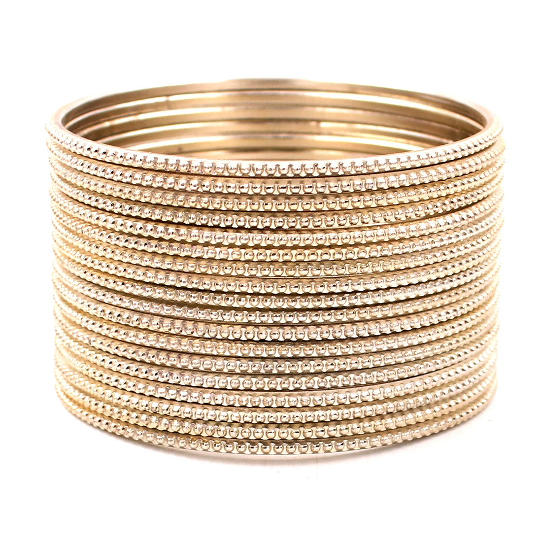 Set of 24 Plain Running Dotted One-Piece Metal Bangles by Leshya - Image 10