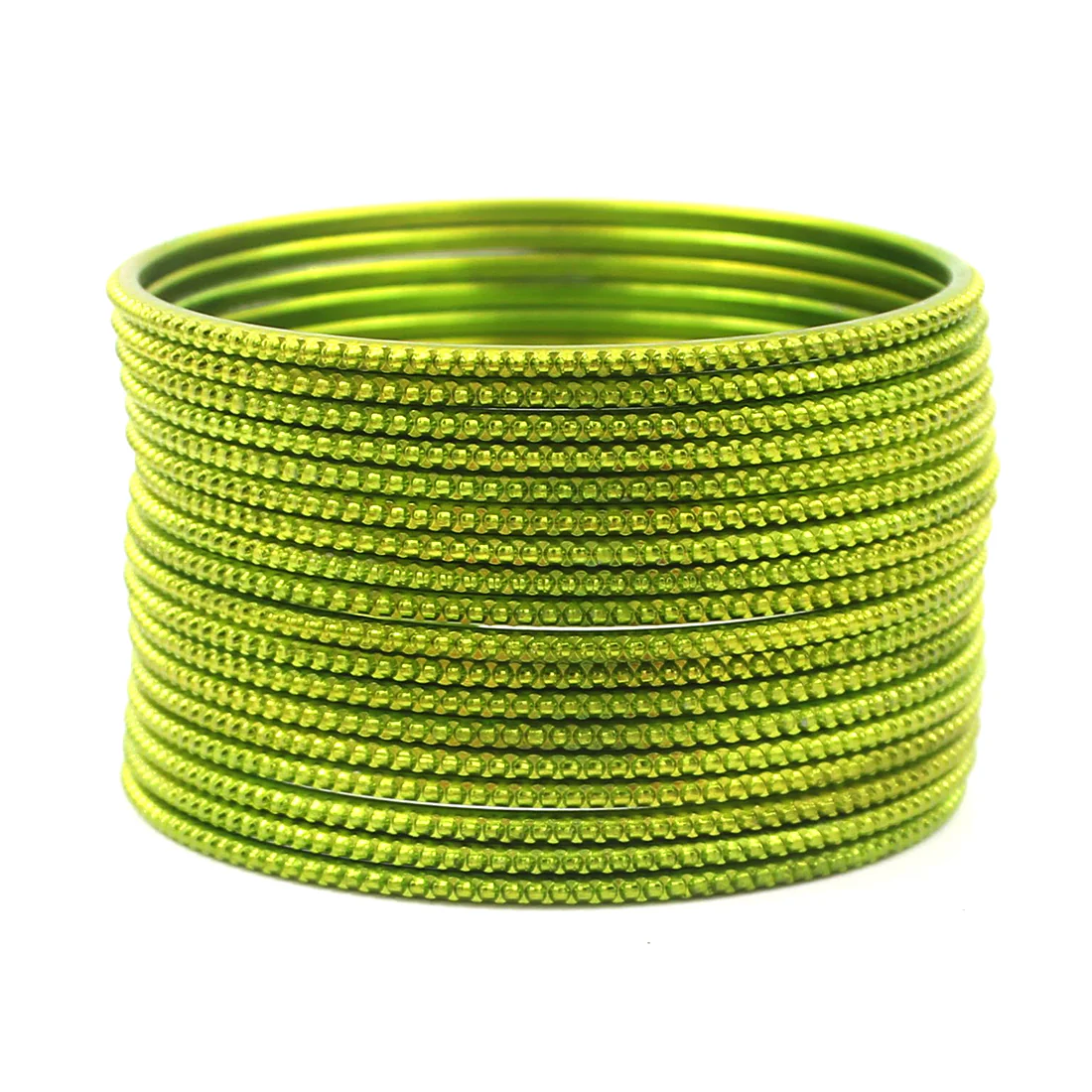 Set of 24 Plain Running Dotted One-Piece Metal Bangles by Leshya - Image 13