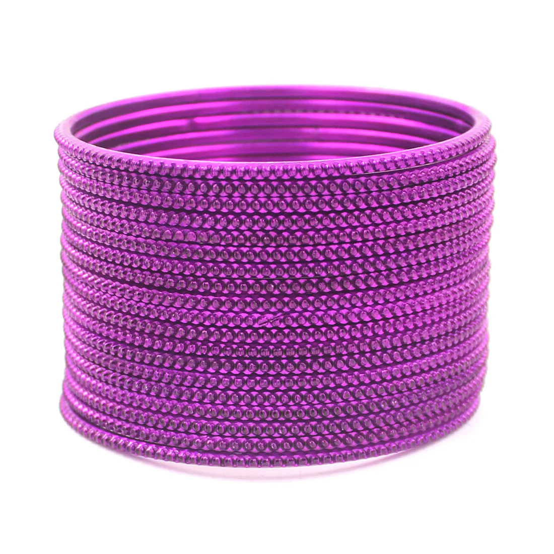 Set of 24 Plain Running Dotted One-Piece Metal Bangles by Leshya - Image 2