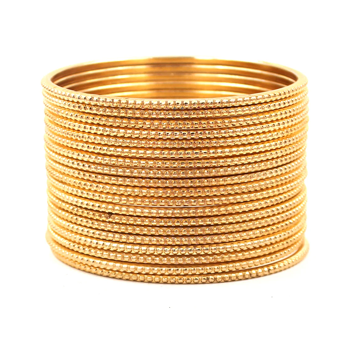 Set of 24 Plain Running Dotted One-Piece Metal Bangles by Leshya - Image 7
