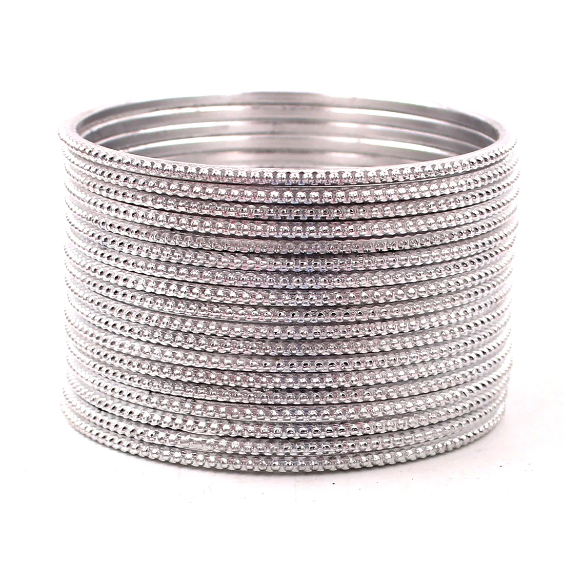 Set of 24 Plain Running Dotted One-Piece Metal Bangles by Leshya - Image 8