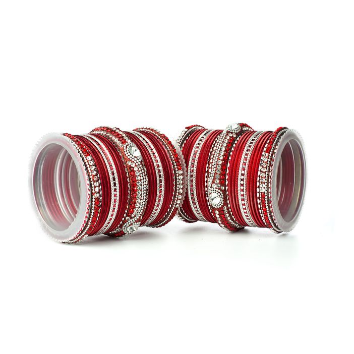 Set of 54 Shinning Metal Lac bangle set by Leshya - Image 11