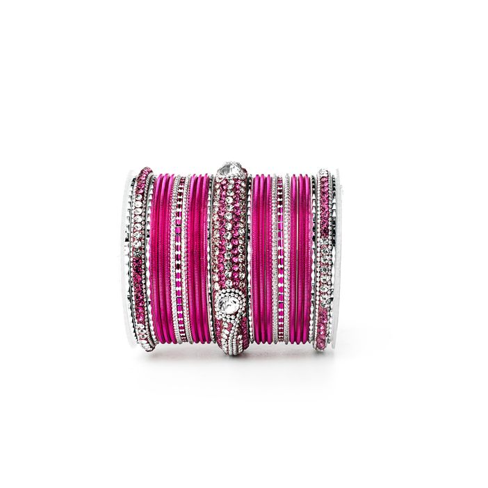 Set of 54 Shinning Metal Lac bangle set by Leshya - Image 3