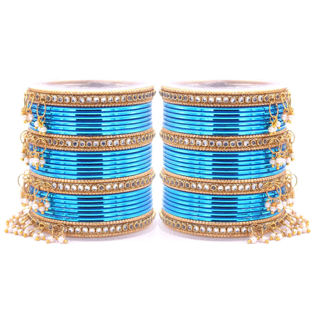 Shining Bangle Set with beaded Jhumki by Leshya - Image 6