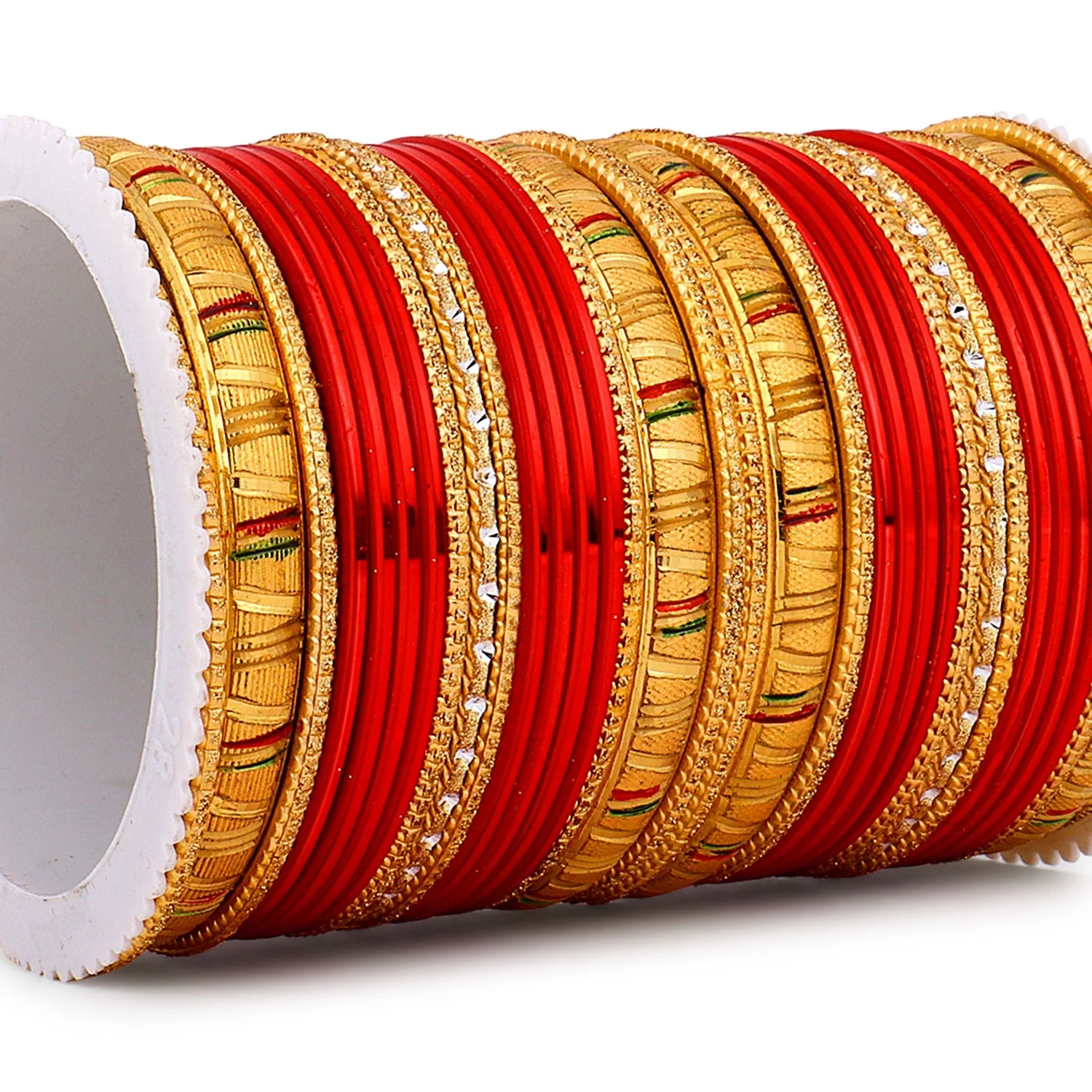 Shining Bangle Set with Golden Meenakari Kada by Leshya - Image 11