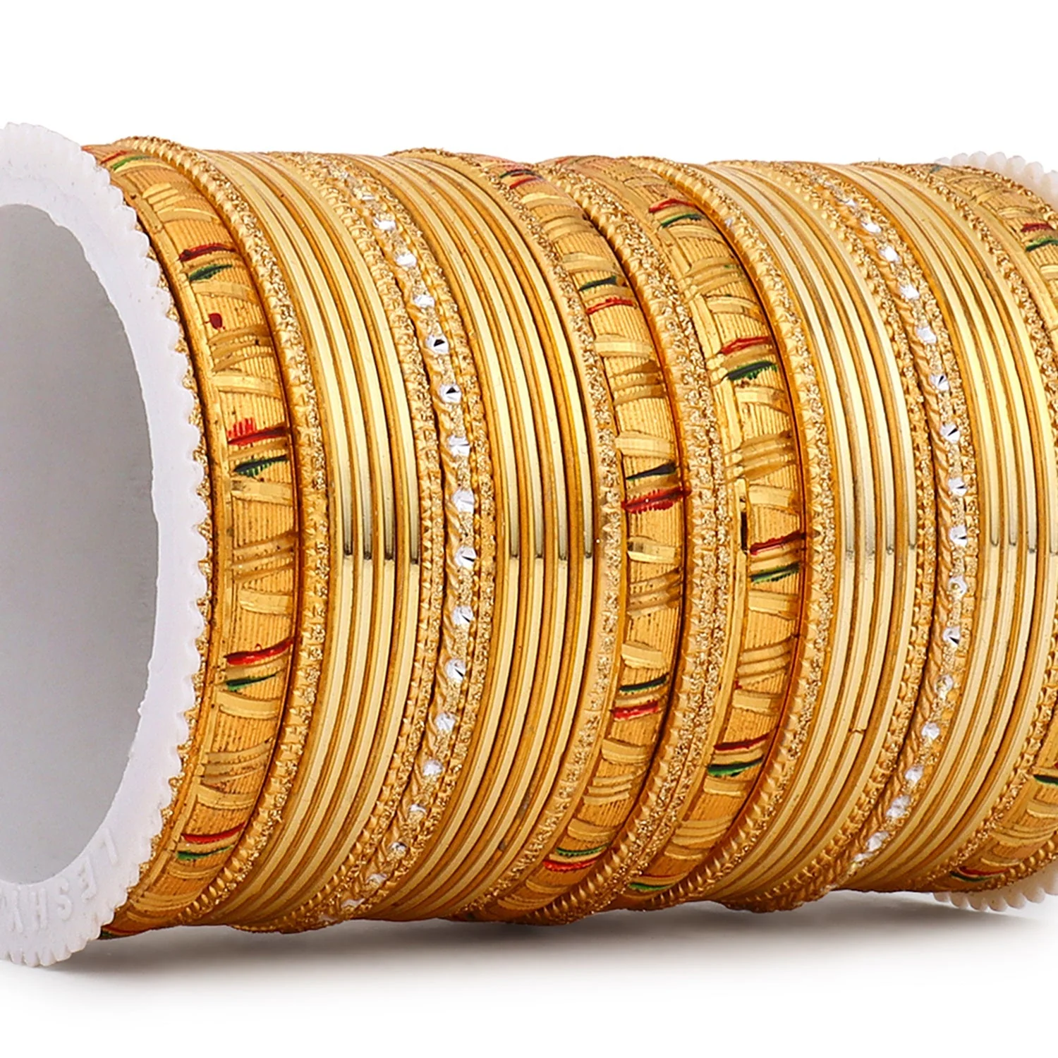 Shining Bangle Set with Golden Meenakari Kada by Leshya - Image 7