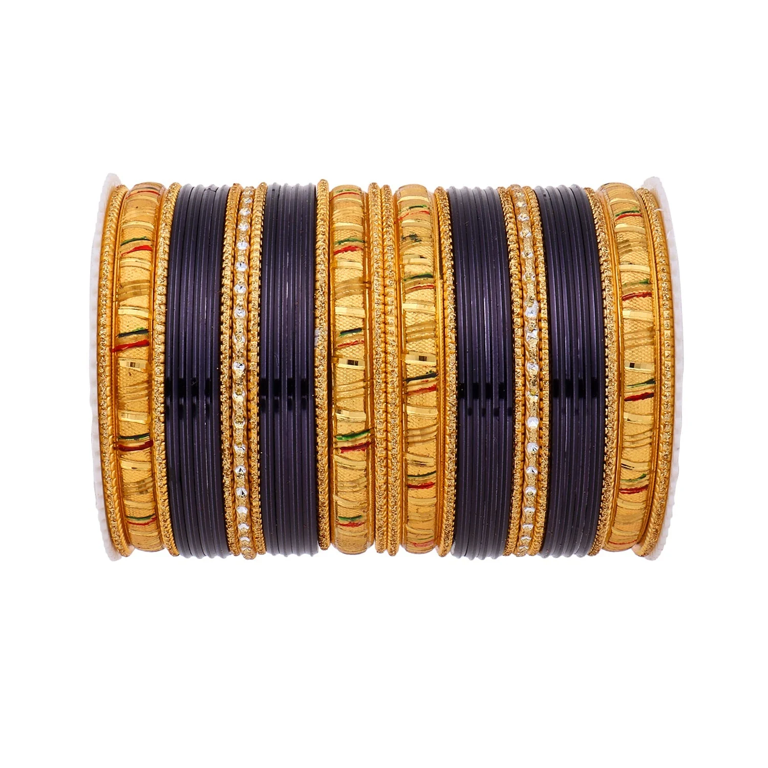 Shining Bangle Set with Golden Meenakari Kada by Leshya - Image 3