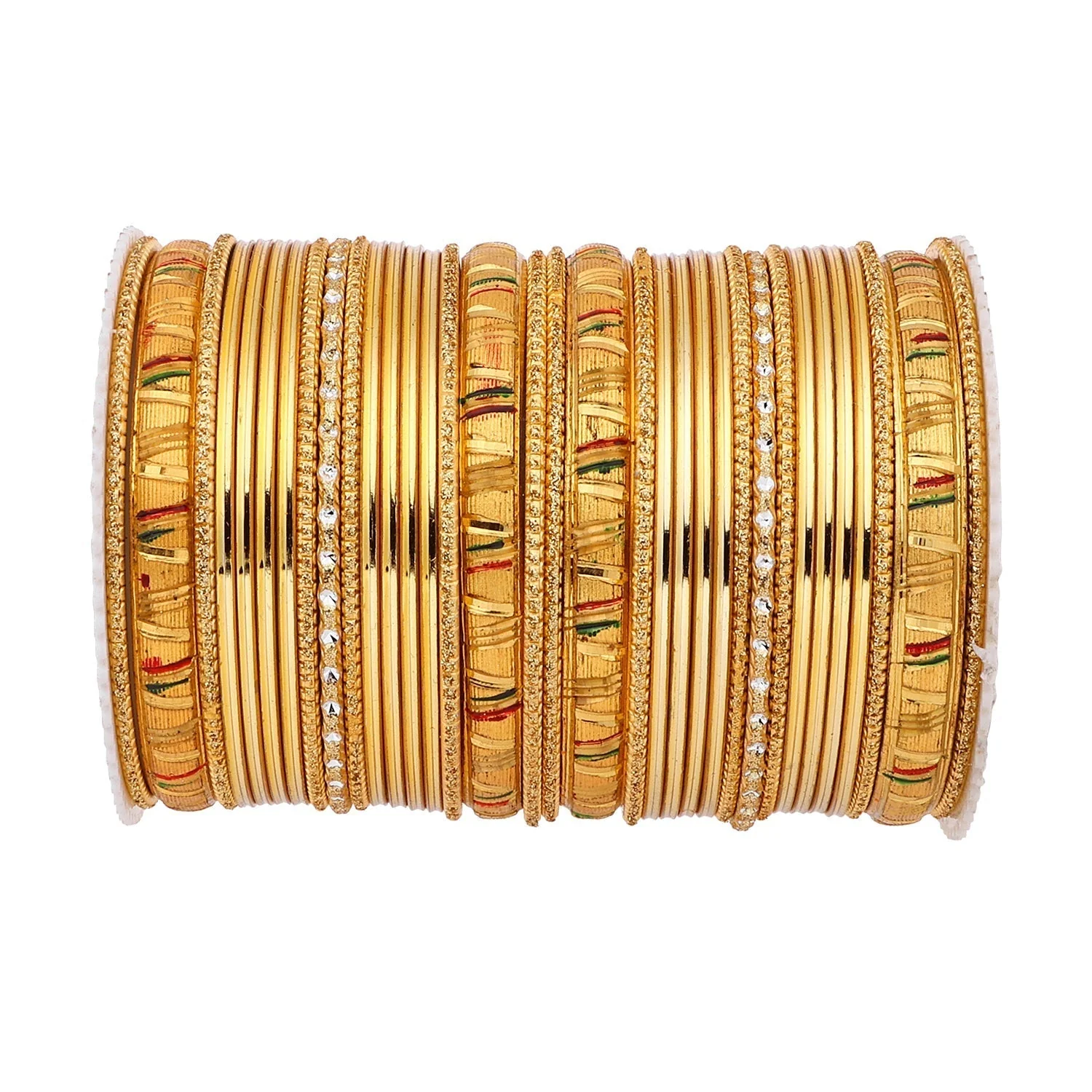 Shining Bangle Set with Golden Meenakari Kada by Leshya - Image 10