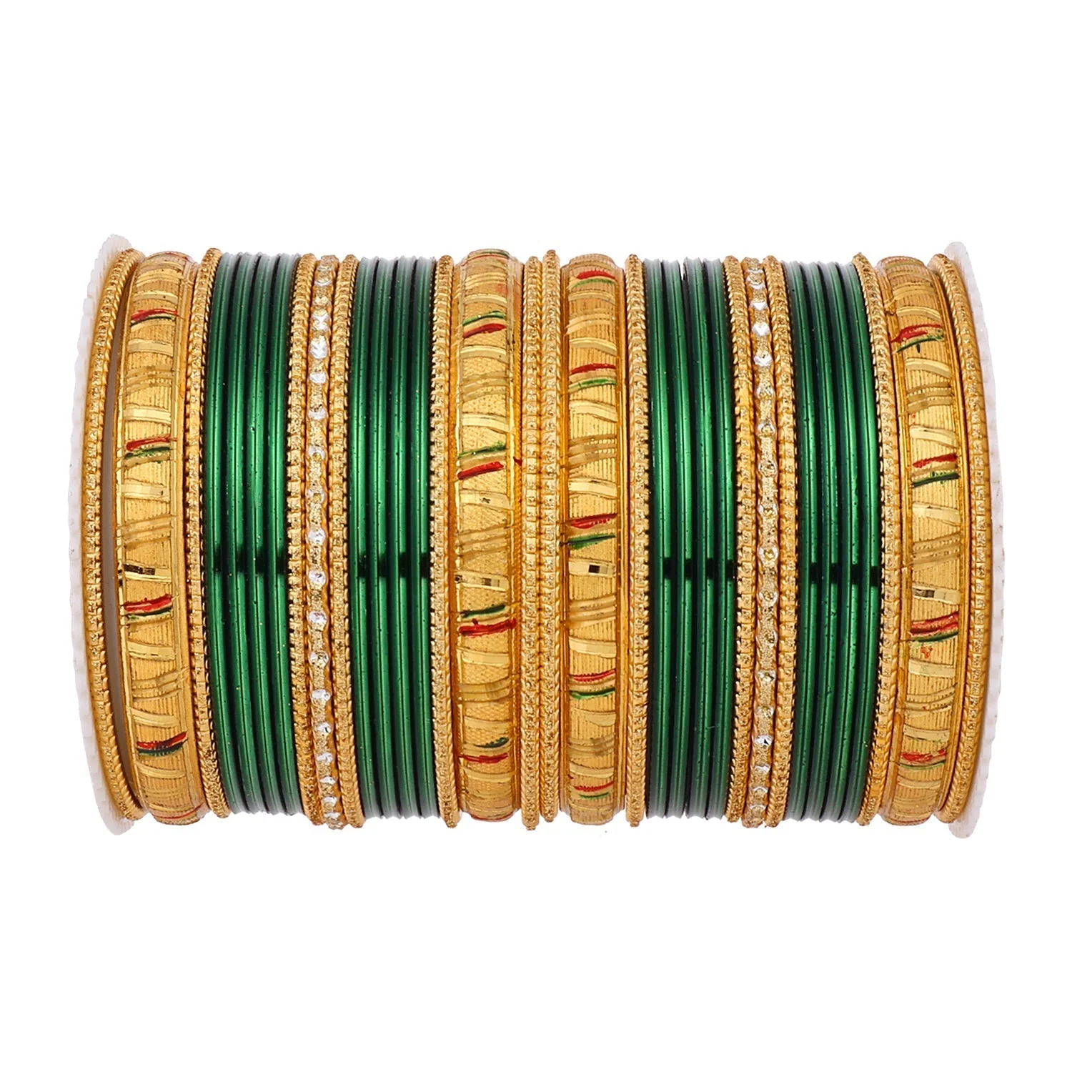 Shining Bangle Set with Golden Meenakari Kada by Leshya - Image 12