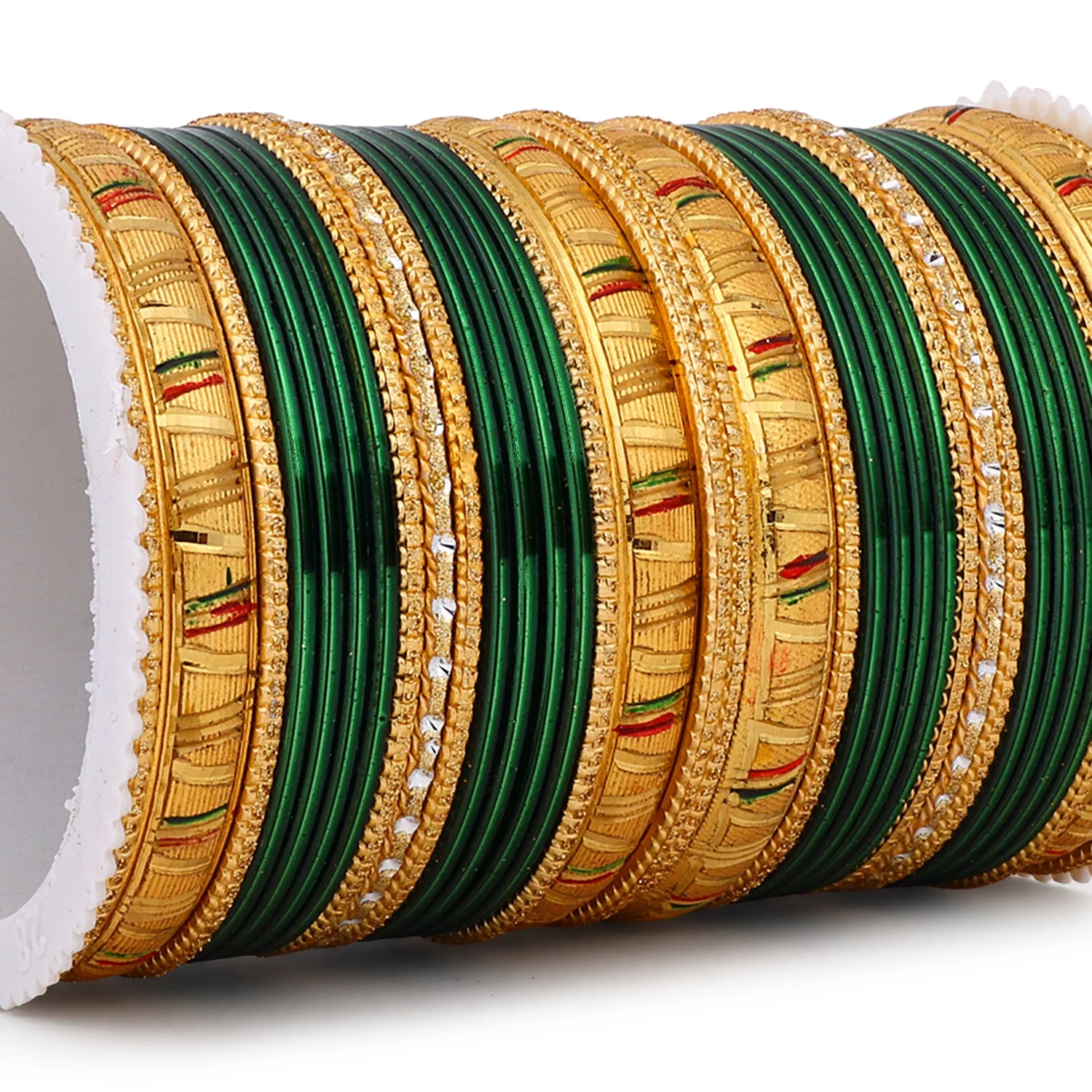 Shining Bangle Set with Golden Meenakari Kada by Leshya - Image 7