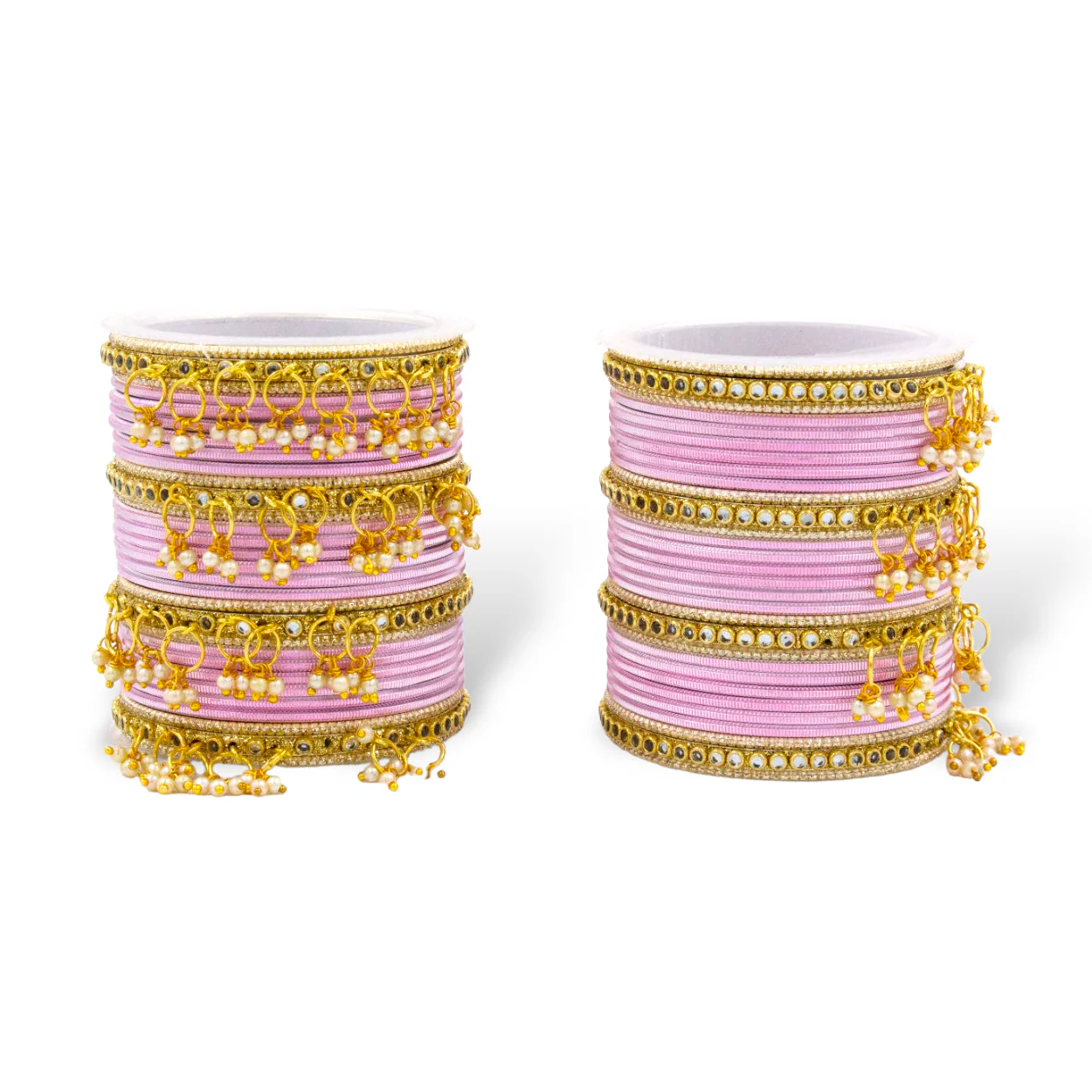 Shining Metal Bangle set with Jhumki for Both Hands by Leshya