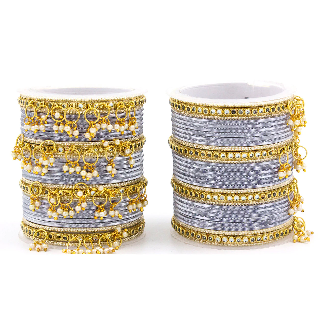Shining Metal Bangle set with Jhumki for Both Hands by Leshya - Image 4