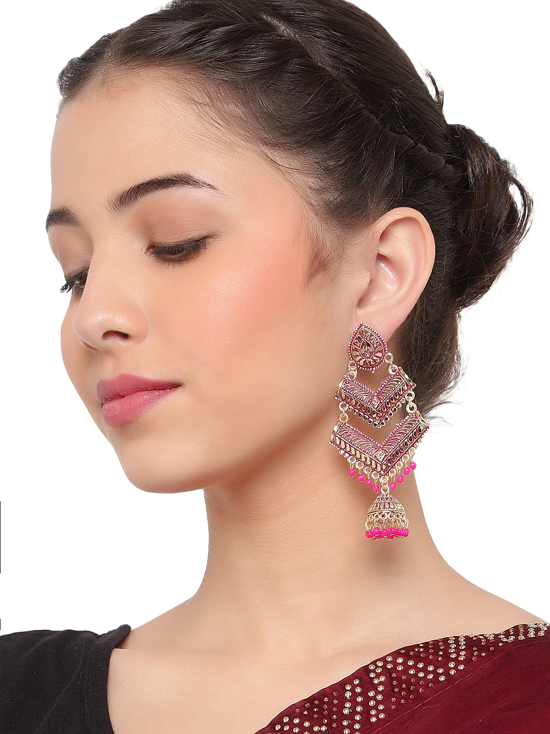 Traditional 3 Tier Jhumki Earring by Leshya - Image 2
