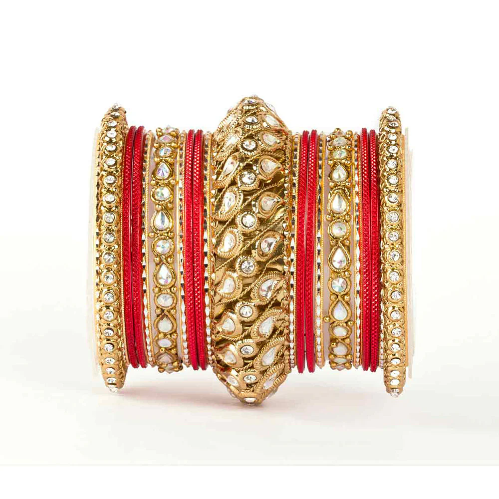 Traditional All Kundan Bangle Set For One Hand - Image 3