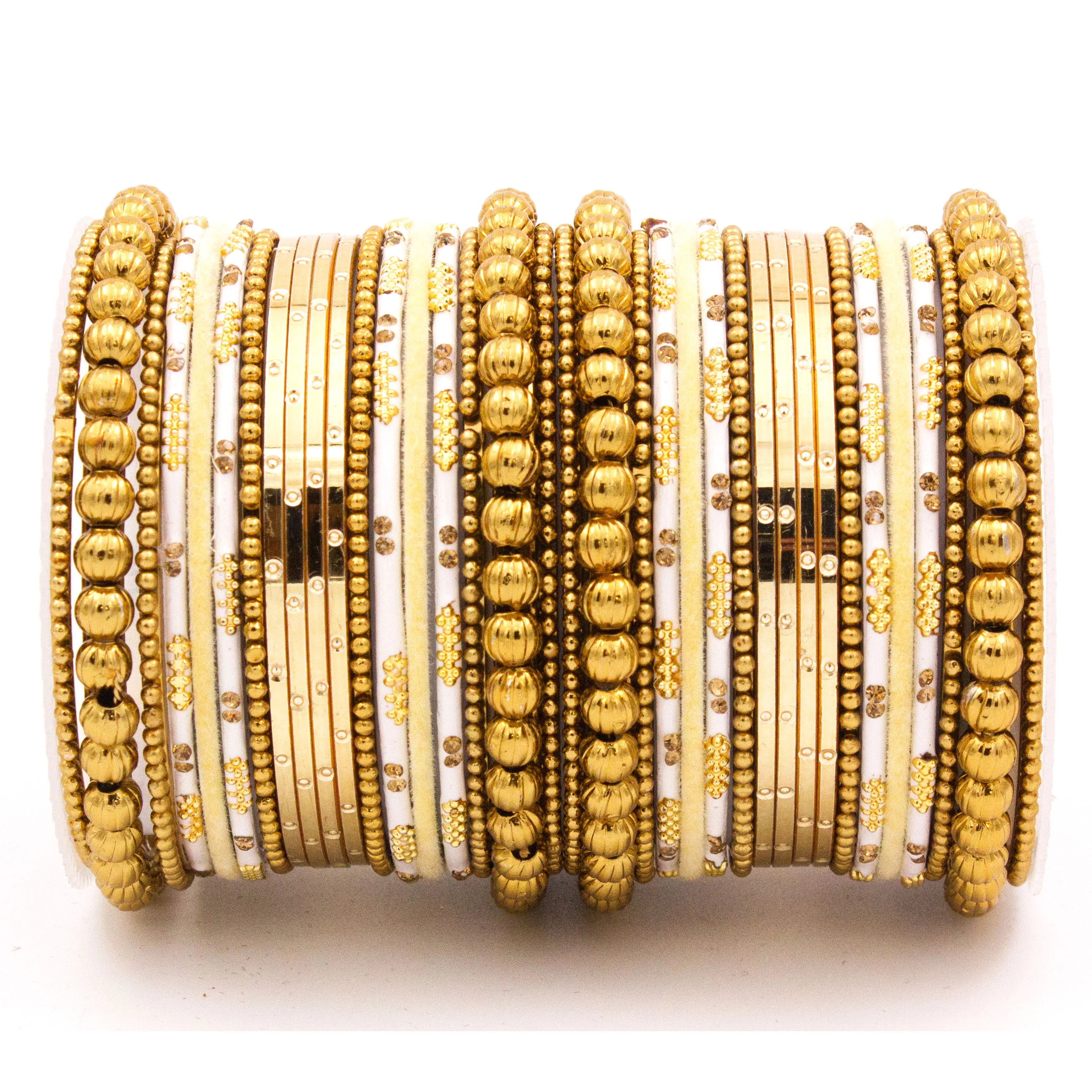Traditional bangle set for two hands with velvet and meenakari bangles by Leshya