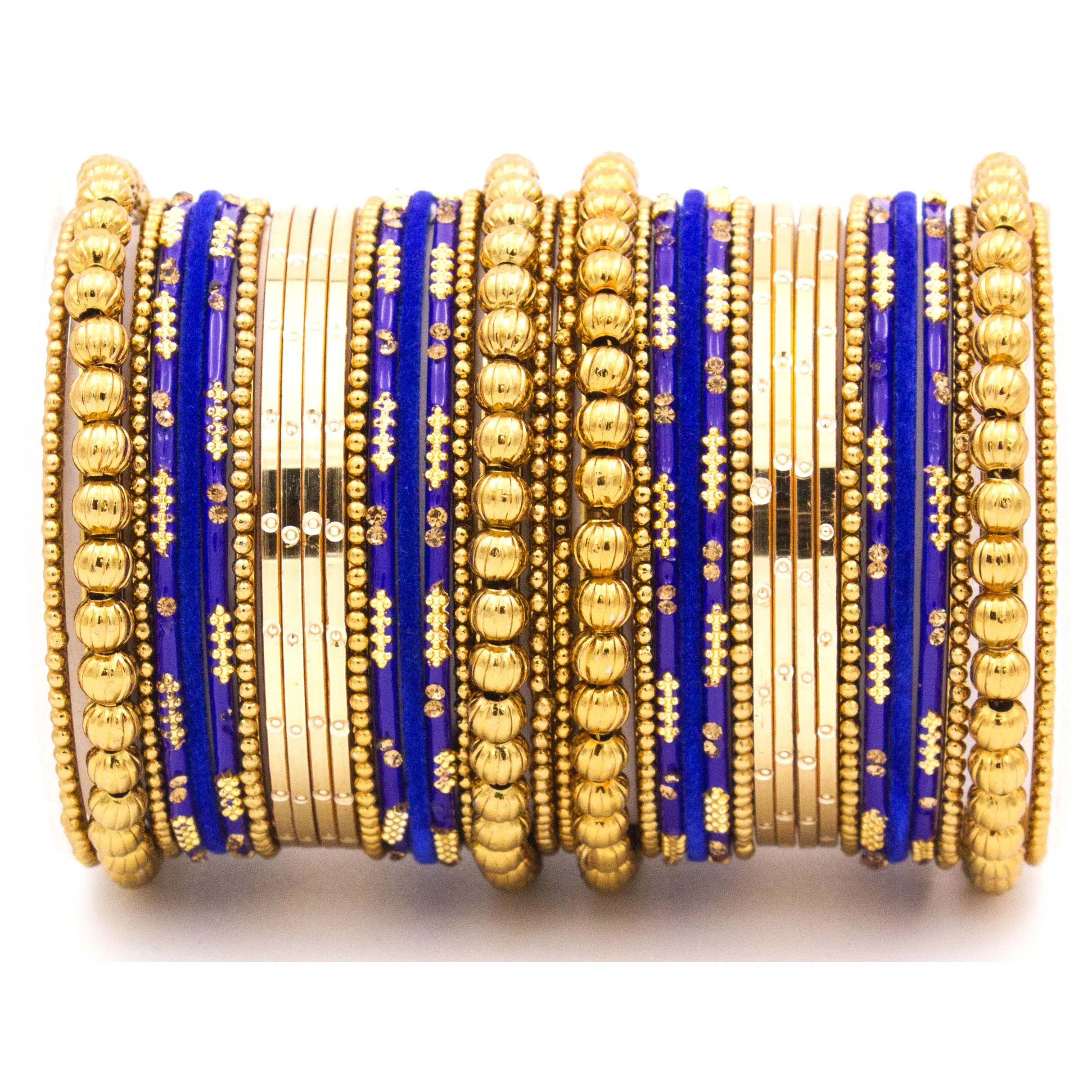 Traditional bangle set for two hands with velvet and meenakari bangles by Leshya - Image 4