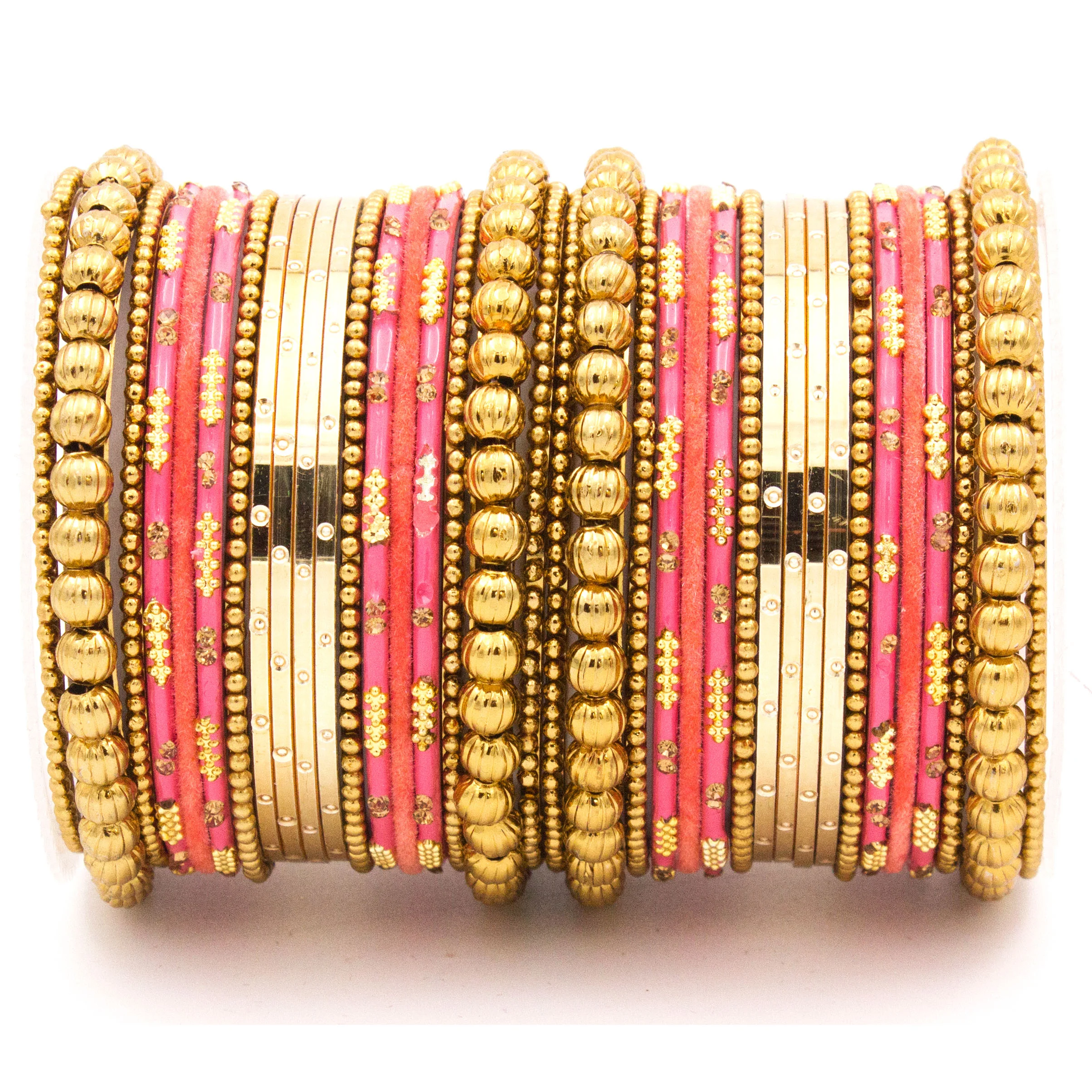 Traditional bangle set for two hands with velvet and meenakari bangles by Leshya - Image 5