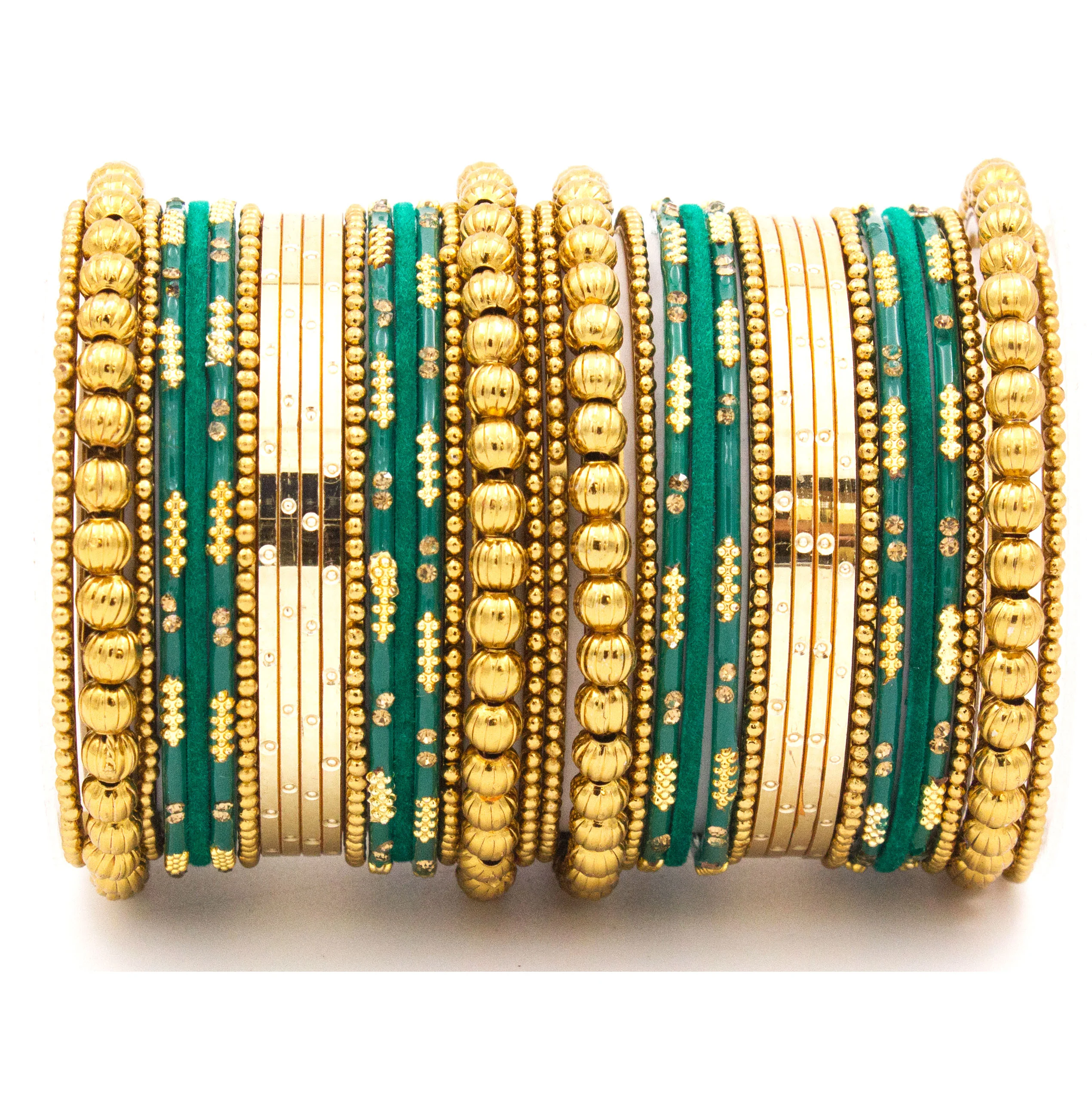 Traditional bangle set for two hands with velvet and meenakari bangles by Leshya - Image 8