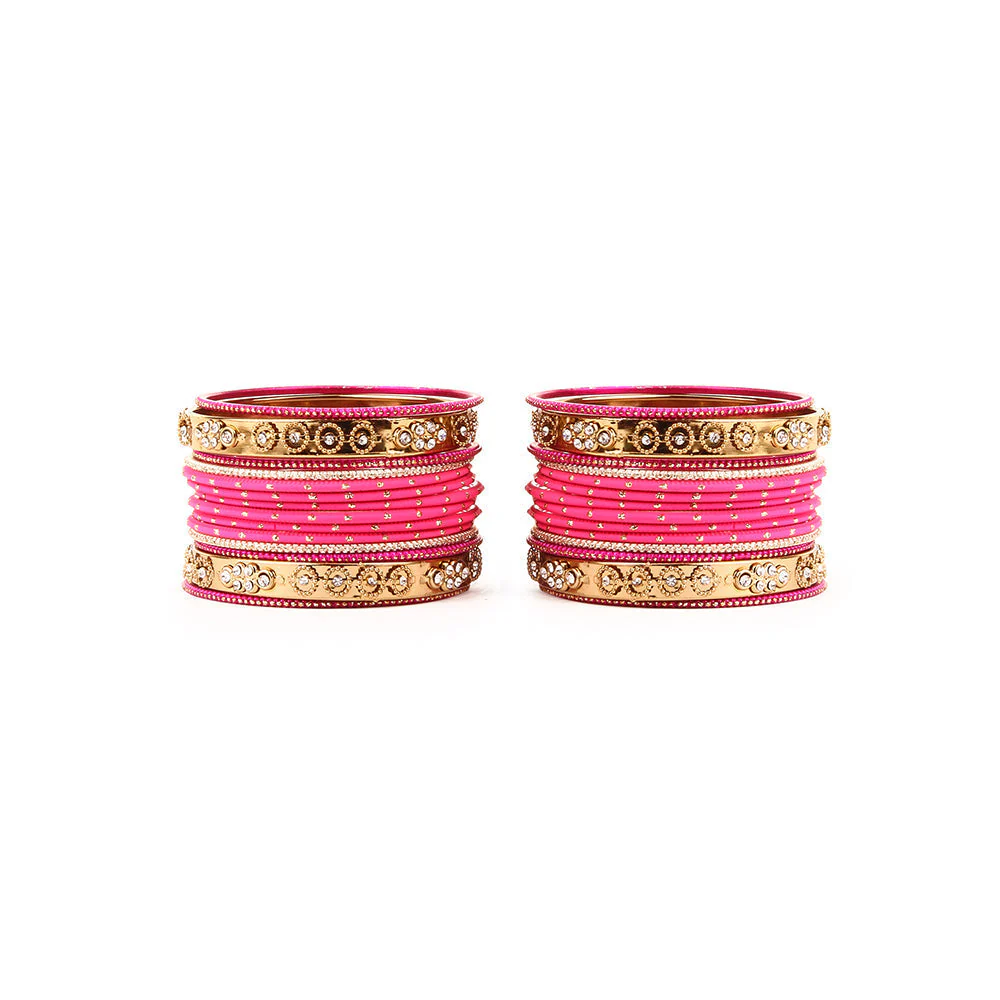 Traditional Bangle Set With Golden Dotted Bangles - Image 8