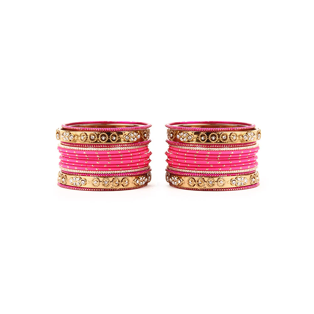 Traditional Bangle Set With Golden Dotted Bangles - Image 7