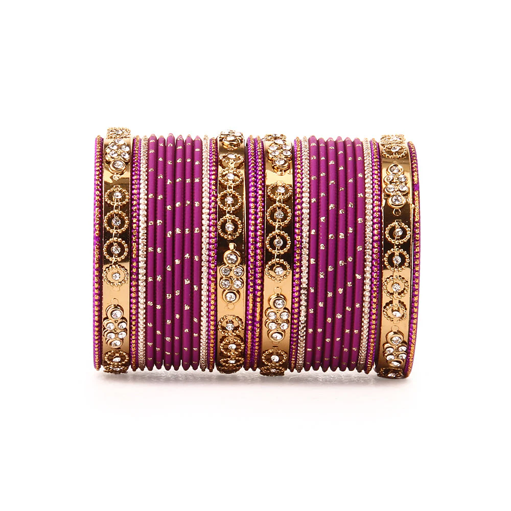 Traditional Bangle Set With Golden Dotted Bangles Plus Size - Image 2