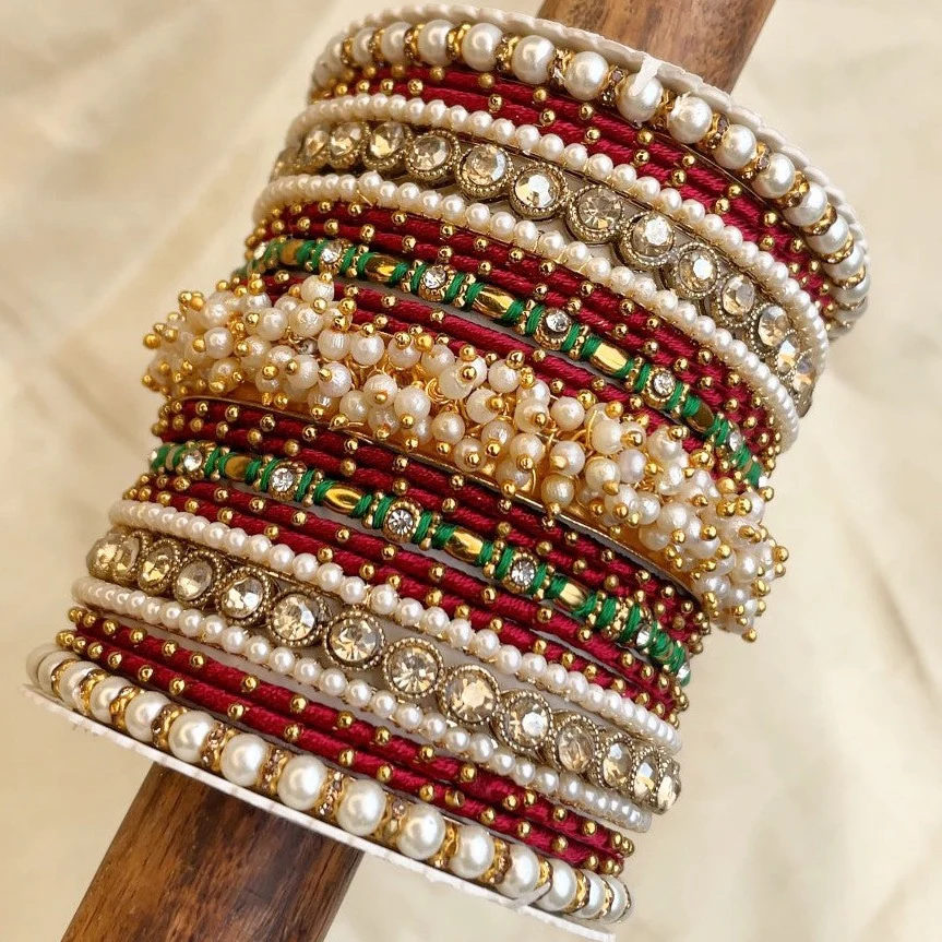 Traditional Gajra Bangle Set for 2 Hands by Leshya