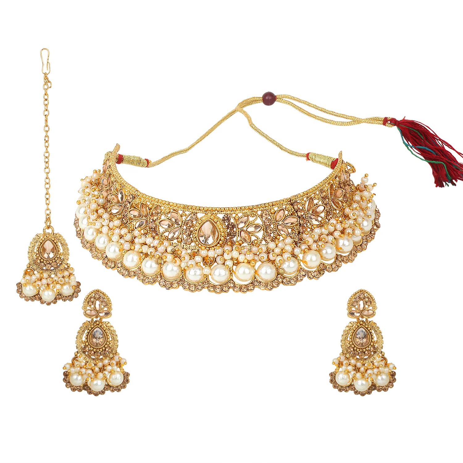 Traditional Golden Stone and Pearl and Bead border by Leshya