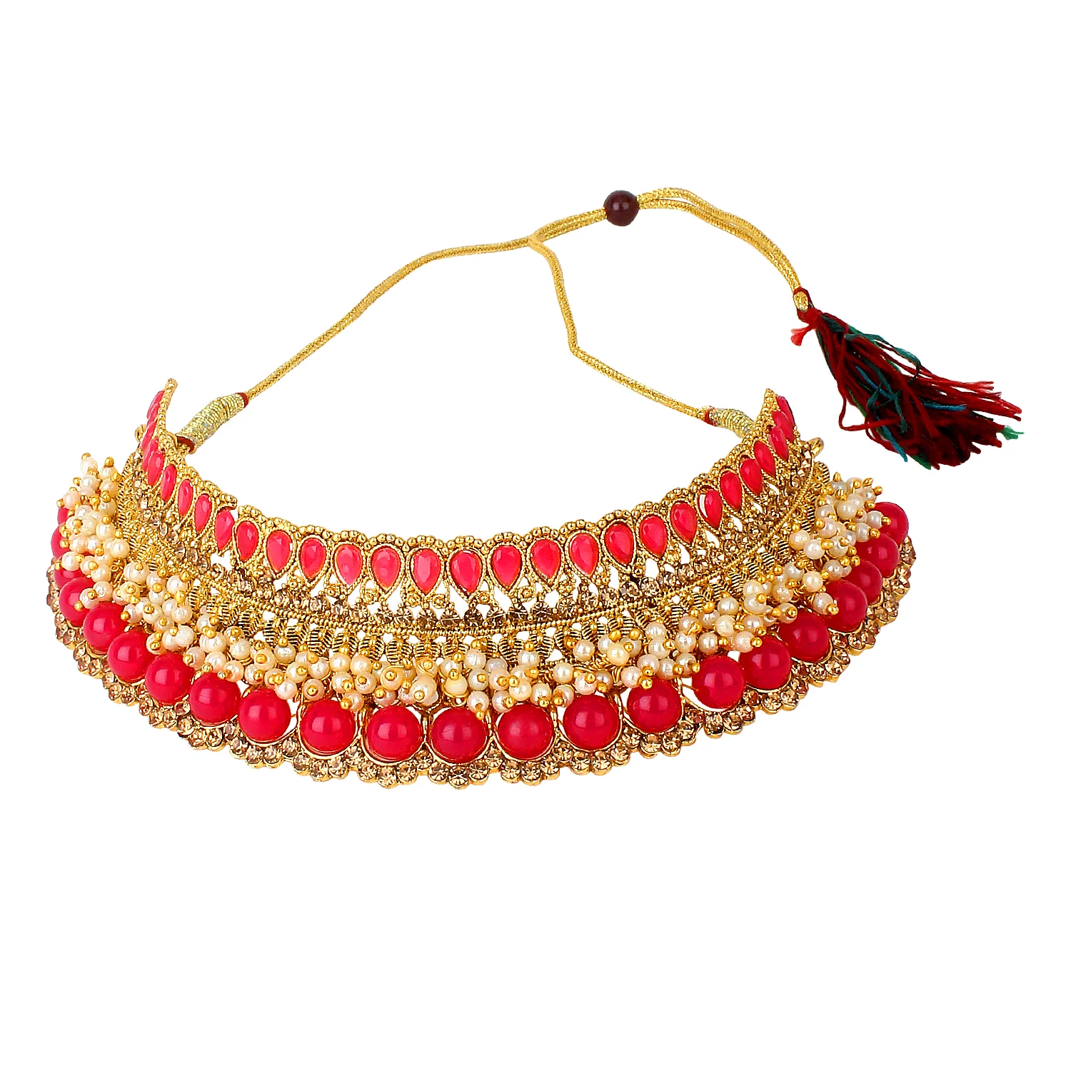Traditional Golden Stone and Pearl Bangle Set by Leshya - Image 2