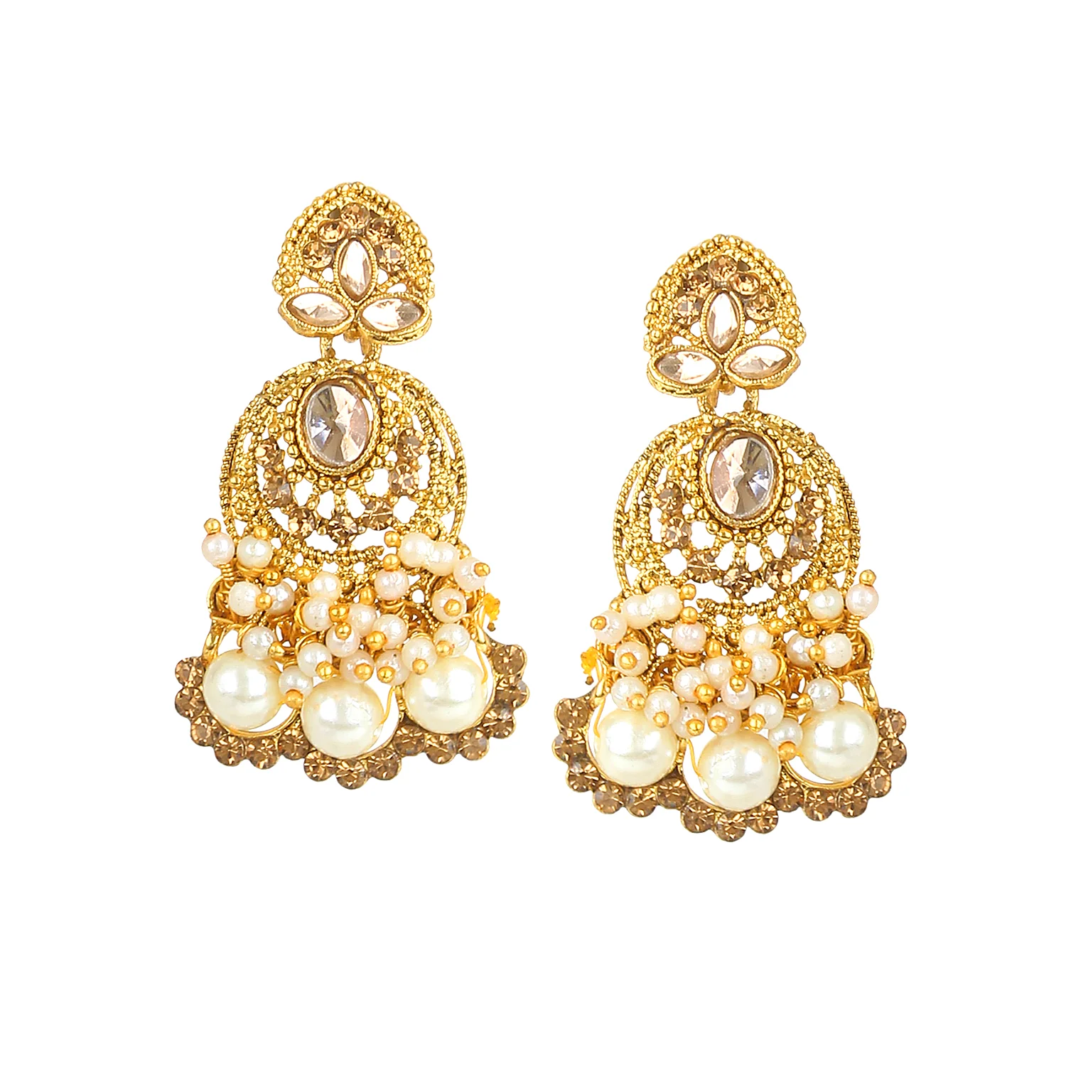Traditional Golden Stone and Pearl Bangle Set by Leshya - Image 7