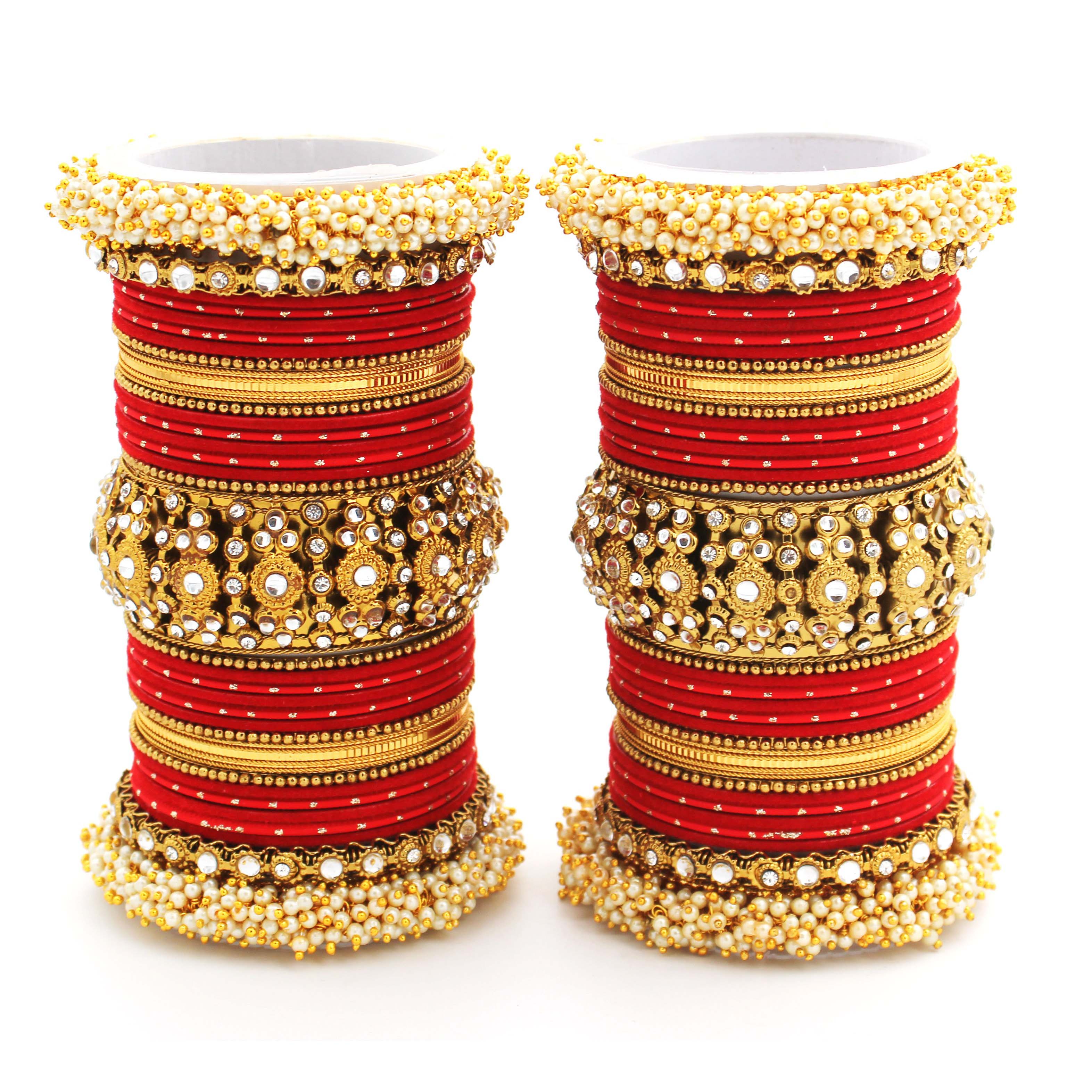 Traditional long bridal set by Leshya for both hands - Image 6