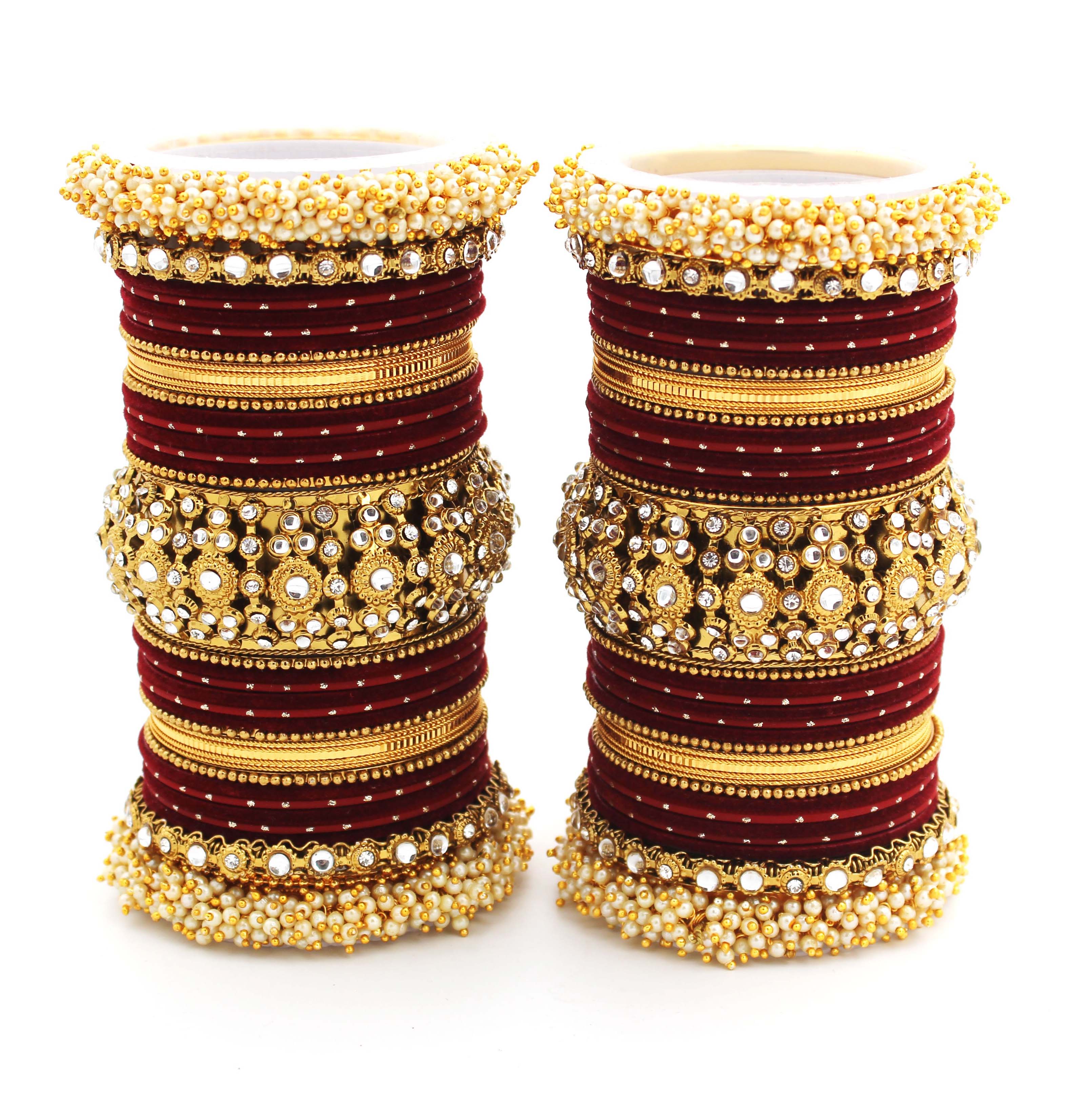 Traditional long bridal set by Leshya for both hands - Image 7
