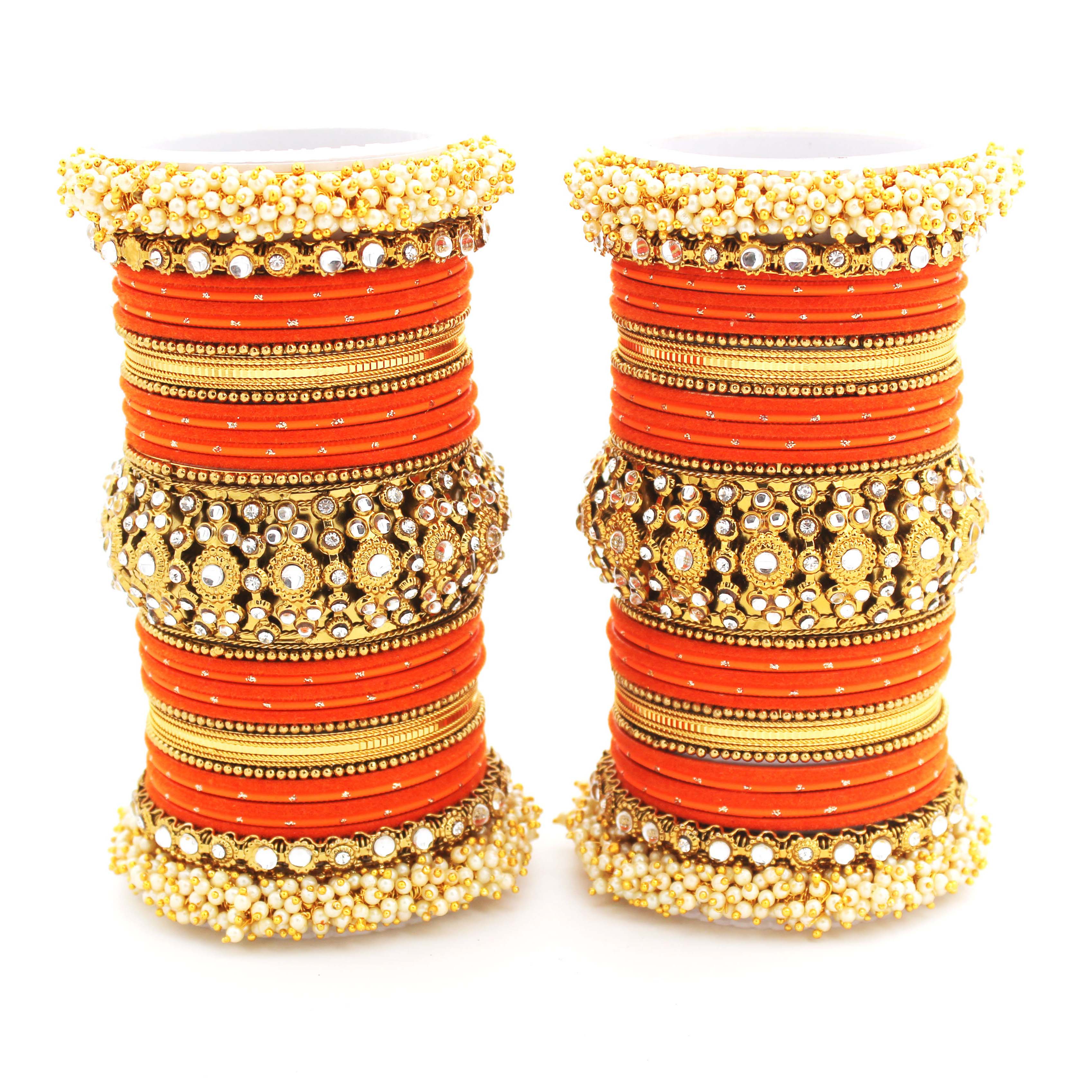 Traditional long bridal set by Leshya for both hands - Image 8