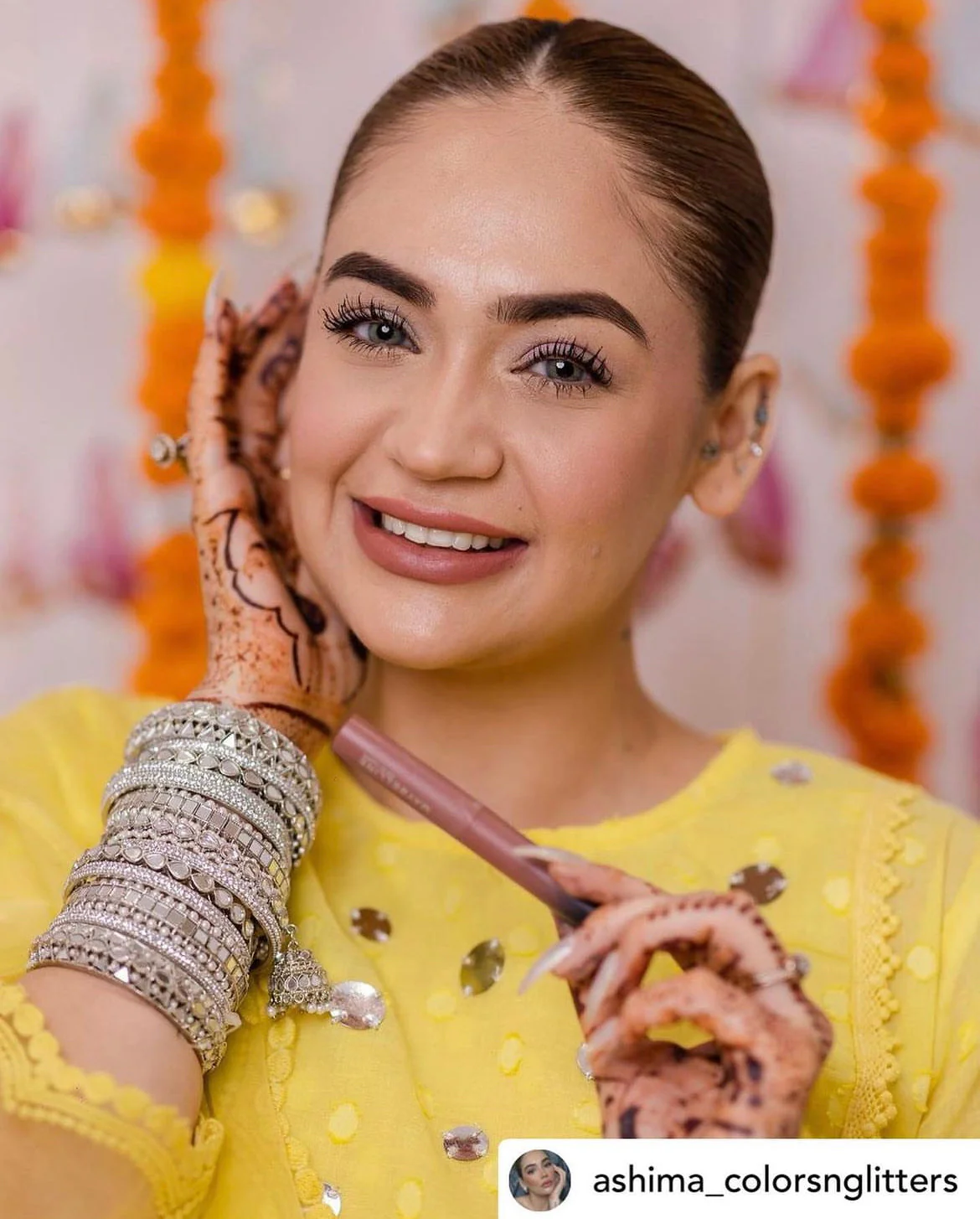 Traditional Mirror Bangle Set with Jhumki by Leshya - Image 4