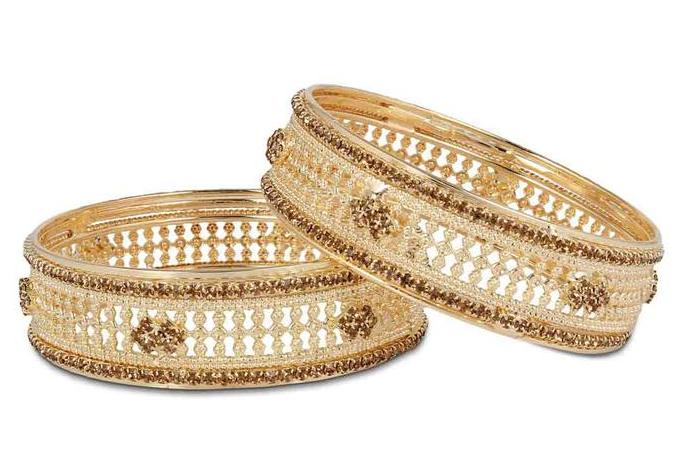 Traditional Rose Gold Plated And Running Stone Two Piece Bracelet - Image 2