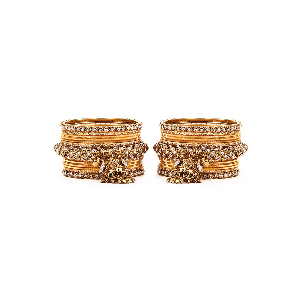 Traditional Shining Jhumki Bangle Set For Two Hands - Image 11