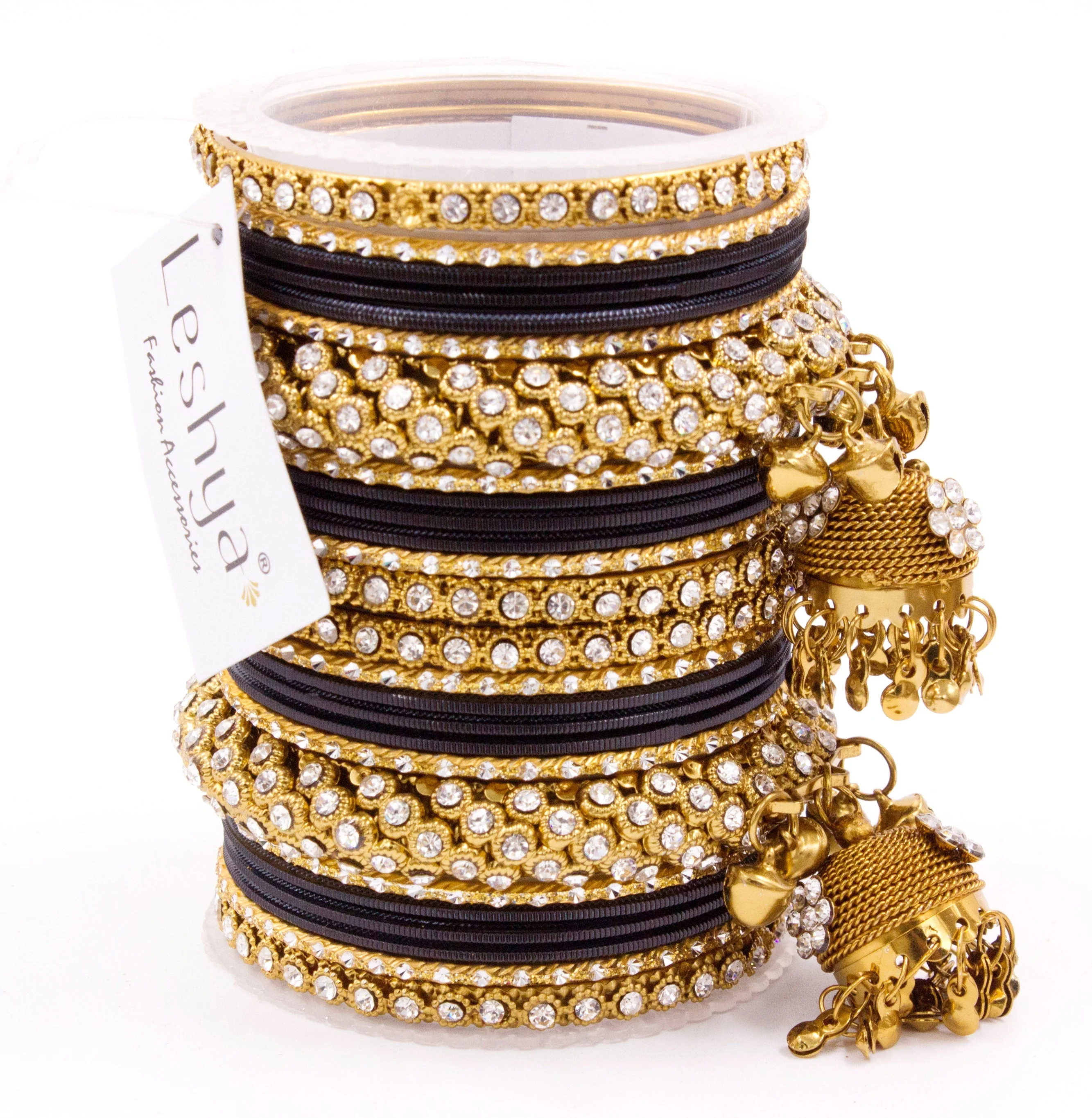 Traditional Shining Jhumki Bangle Set For Two Hands - Image 3