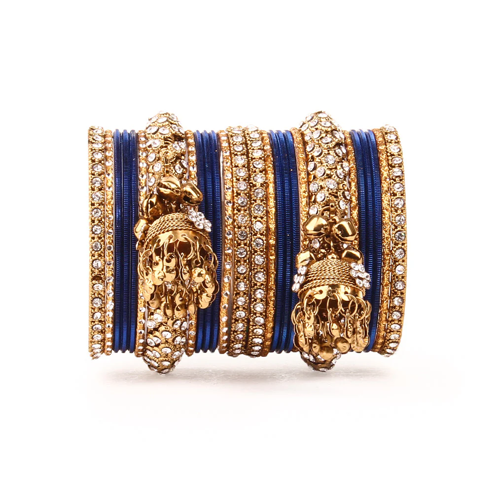 Traditional Shining Jhumki Bangle Set For Two Hands - Image 6