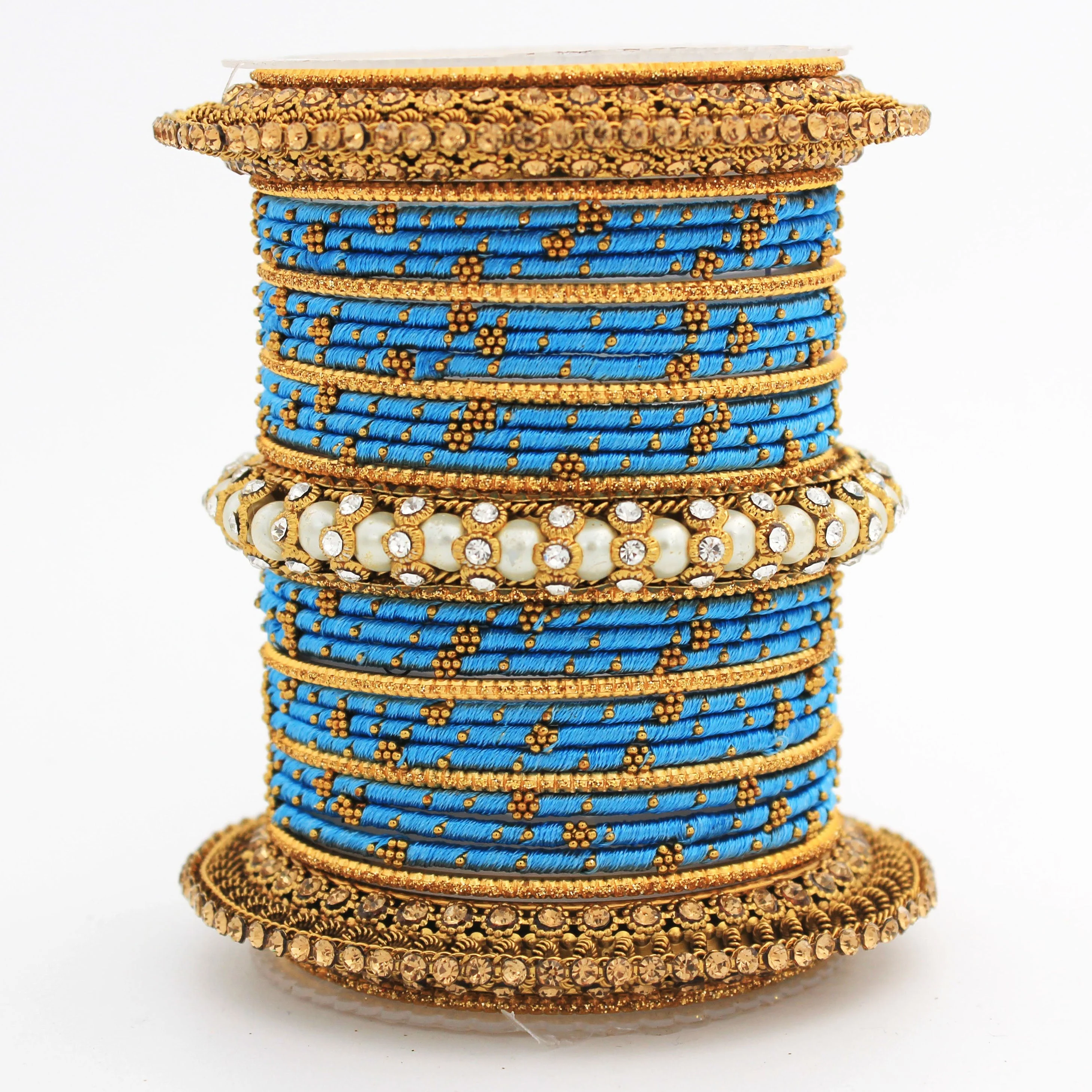 Traditional Thread bangle set with Pearl centre kada by Leshya - Image 10